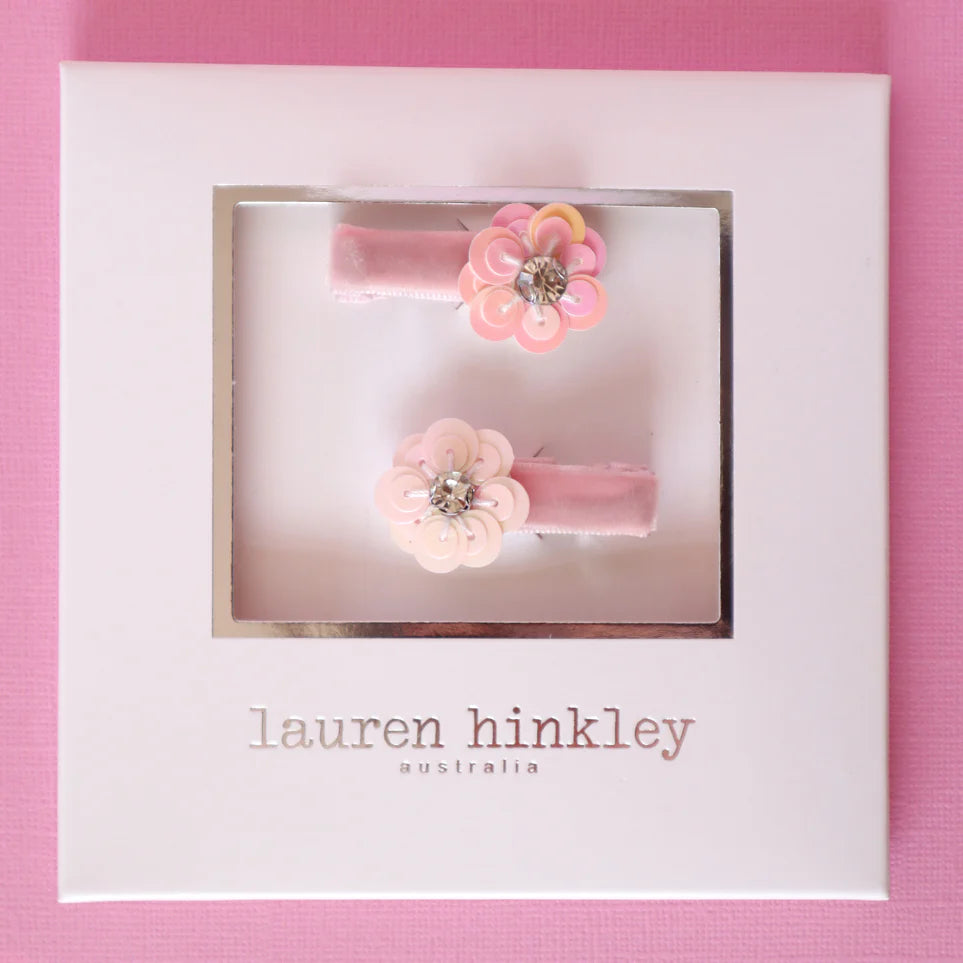 Lauren Hinkley Pink Jewel Flower Hair Clips