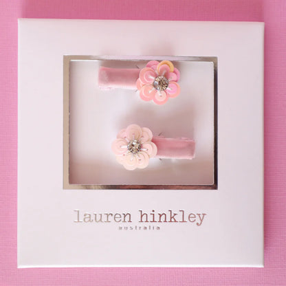 Lauren Hinkley Pink Jewel Flower Hair Clips