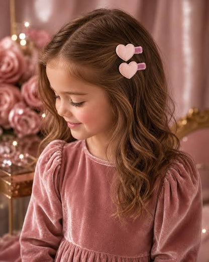 Lauren Hinkley Pink Velvet Heart Hair Clips