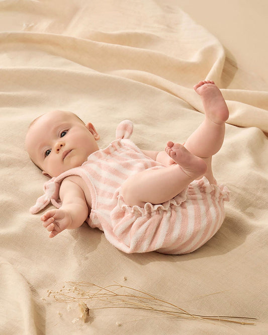 Wilson & Frenchy Strawberry Wave Organic Terry Tie Playsuit