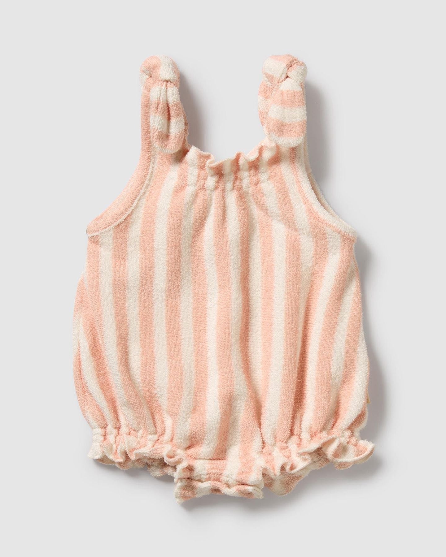 Wilson & Frenchy Strawberry Wave Organic Terry Tie Playsuit
