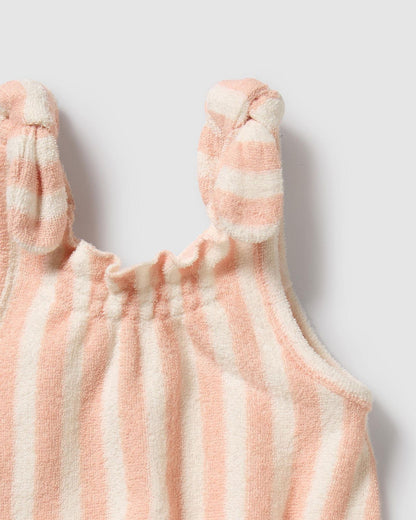 Wilson & Frenchy Strawberry Wave Organic Terry Tie Playsuit