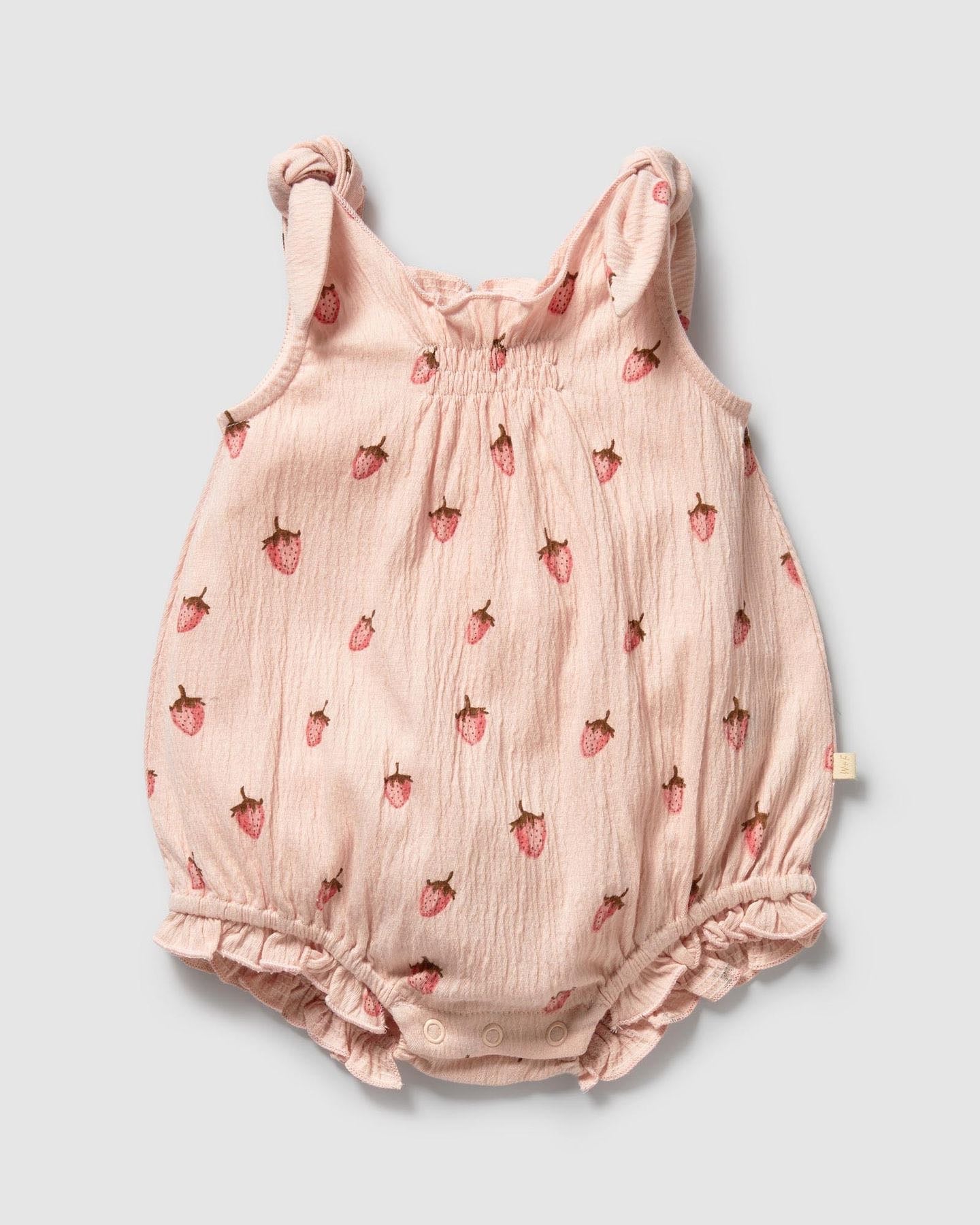 Wilson & Frenchy Strawberry Kisses Organic Tie Playsuit