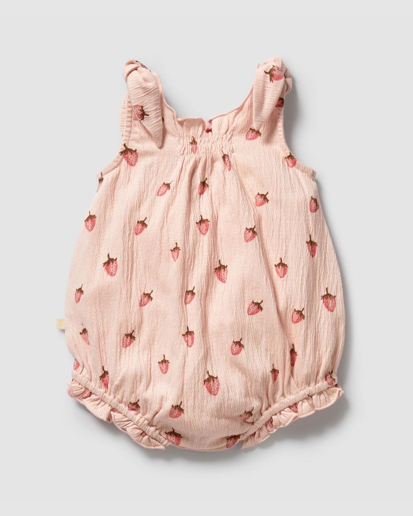 Wilson & Frenchy Strawberry Kisses Organic Tie Playsuit