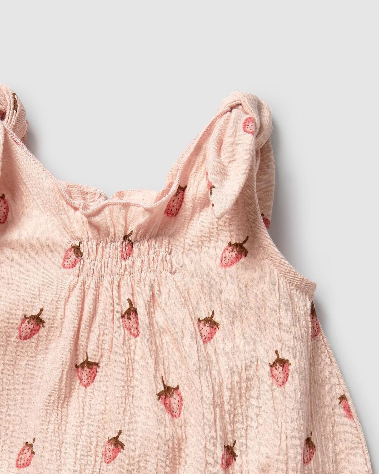 Wilson & Frenchy Strawberry Kisses Organic Tie Playsuit