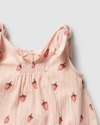 Wilson & Frenchy Strawberry Kisses Organic Tie Playsuit