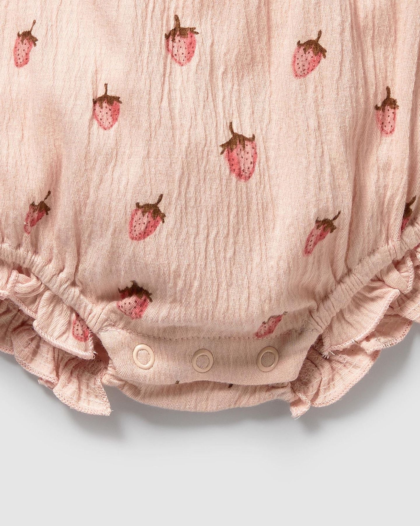 Wilson & Frenchy Strawberry Kisses Organic Tie Playsuit