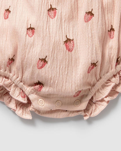 Wilson & Frenchy Strawberry Kisses Organic Tie Playsuit