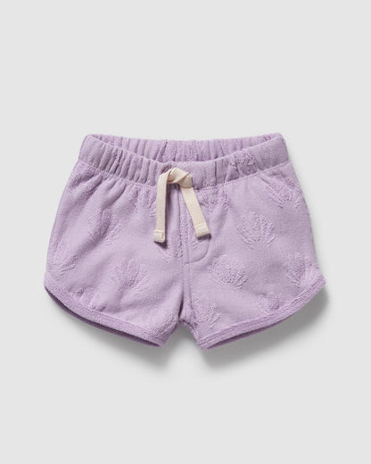 Wilson & Frenchy Lavender Shells Organic Terry Tie Shorts