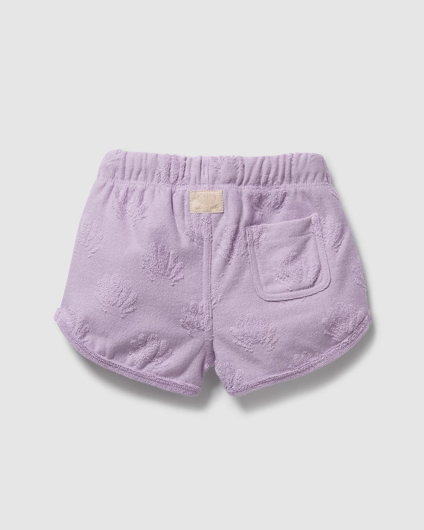 Wilson & Frenchy Lavender Shells Organic Terry Tie Shorts
