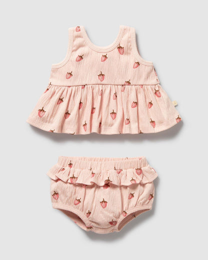 Wilson & Frenchy Strawberry Kisses Organic Ruffle Set