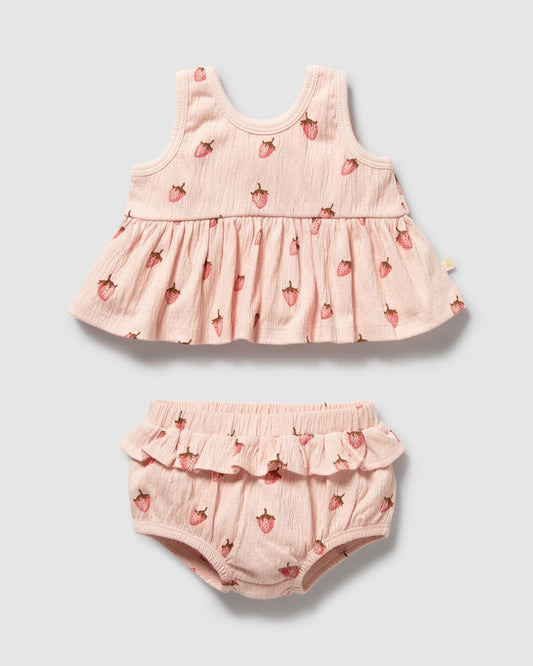 Wilson & Frenchy Strawberry Kisses Organic Ruffle Set