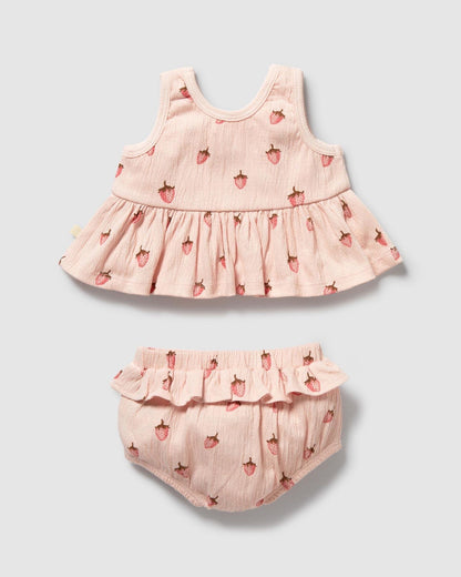 Wilson & Frenchy Strawberry Kisses Organic Ruffle Set