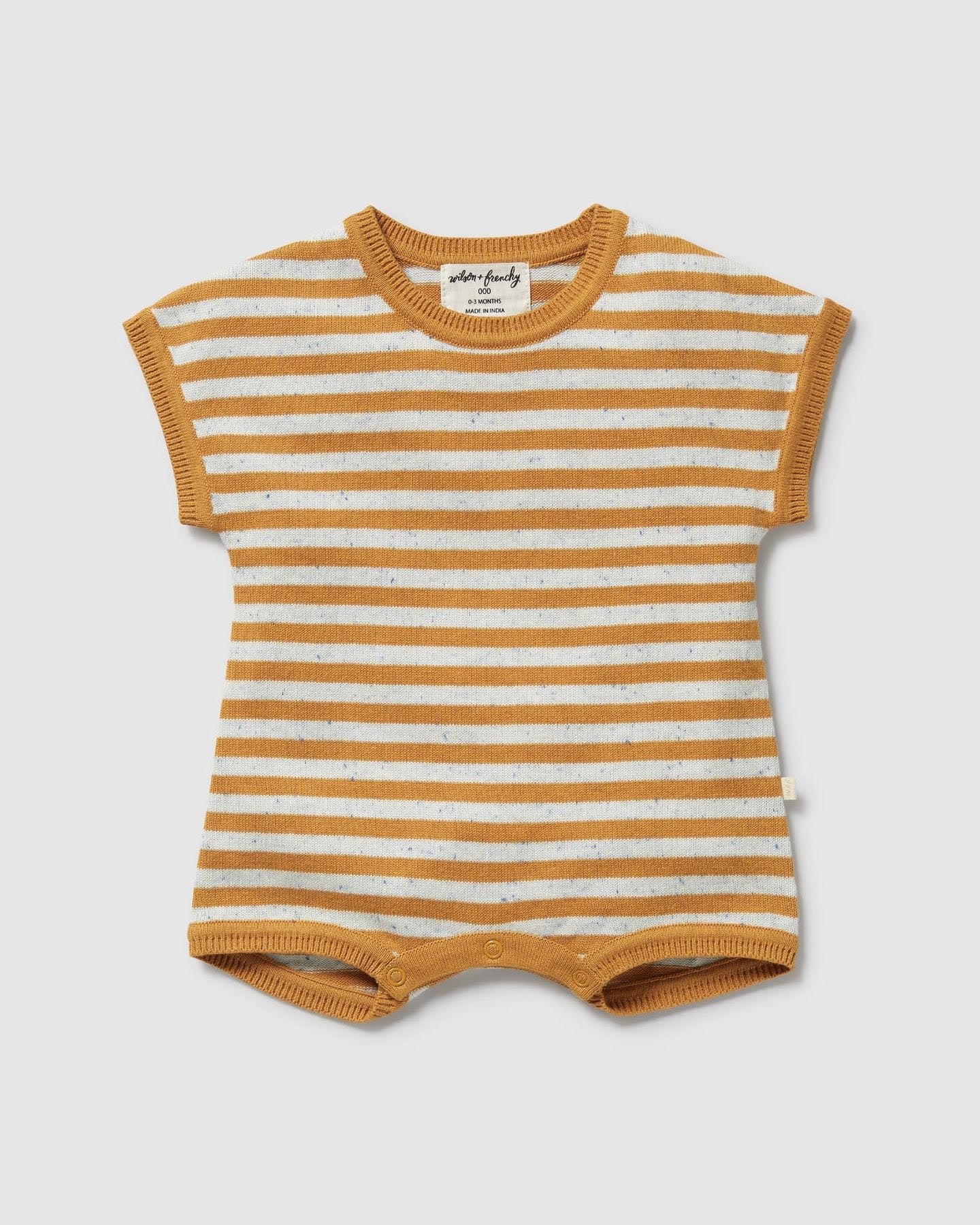 Wilson & Frenchy Golden Wave Stripe Organic Knitted Growsuit