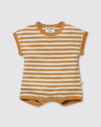 Wilson & Frenchy Golden Wave Stripe Organic Knitted Growsuit