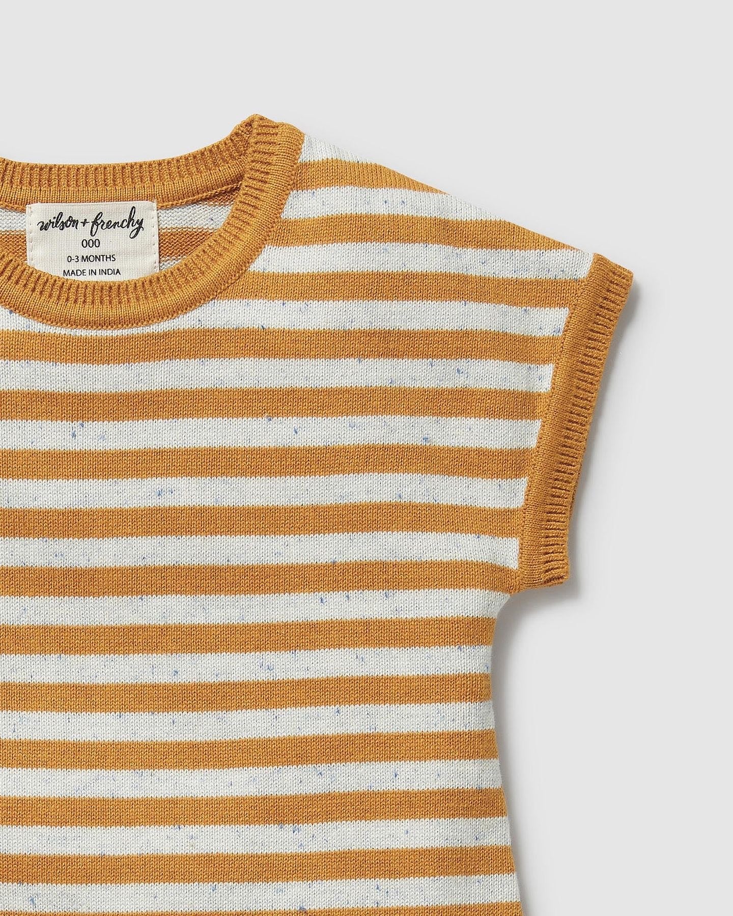 Wilson & Frenchy Golden Wave Stripe Organic Knitted Growsuit