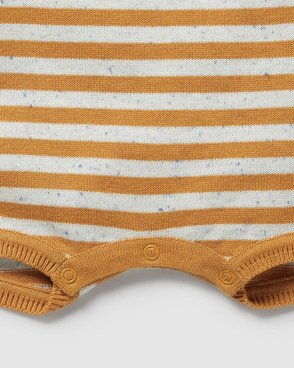 Wilson & Frenchy Golden Wave Stripe Organic Knitted Growsuit
