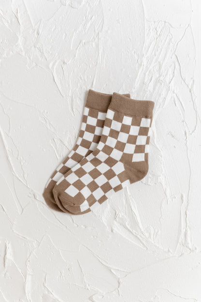 Cinnamon Baby Checkered Socks Chocolate