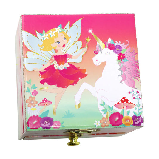 Pink Poppy Unicorn & The Pixie Fairy Small Musical Jewellery Box