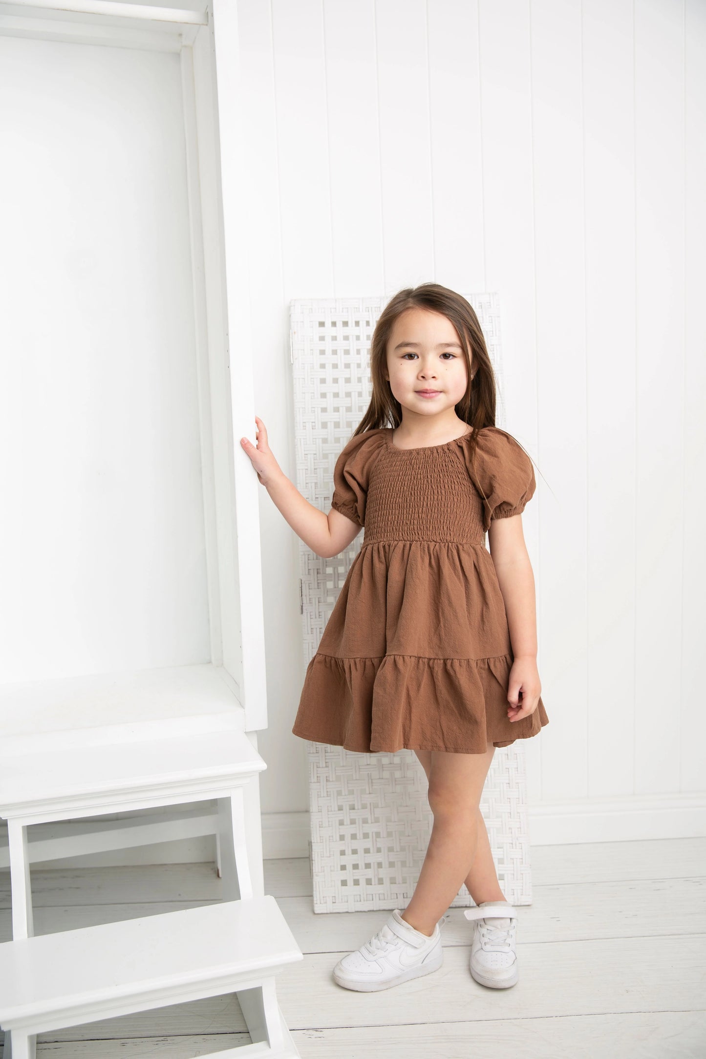 Cracked Soda Skylar Puff Sleeve Dress Mocha