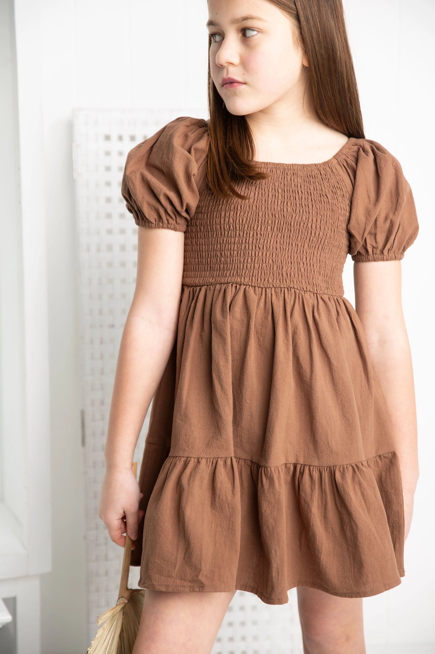 Cracked Soda Skylar Puff Sleeve Dress Mocha