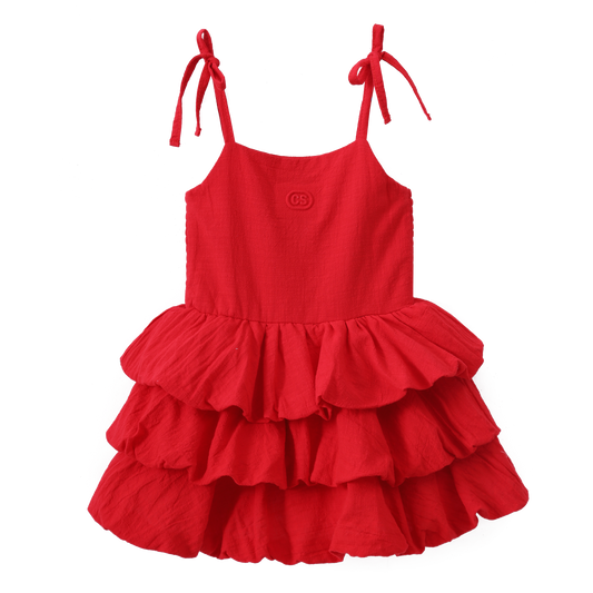 Cracked Soda Cracked Soda Poppy Layered Linen Dress Red