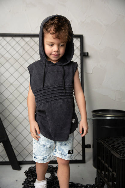 Cracked Soda Mateo Hooded Tank Washed Ash