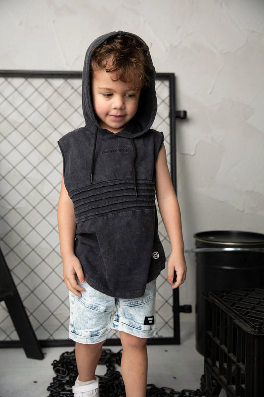 Cracked Soda Mateo Hooded Tank Washed Ash