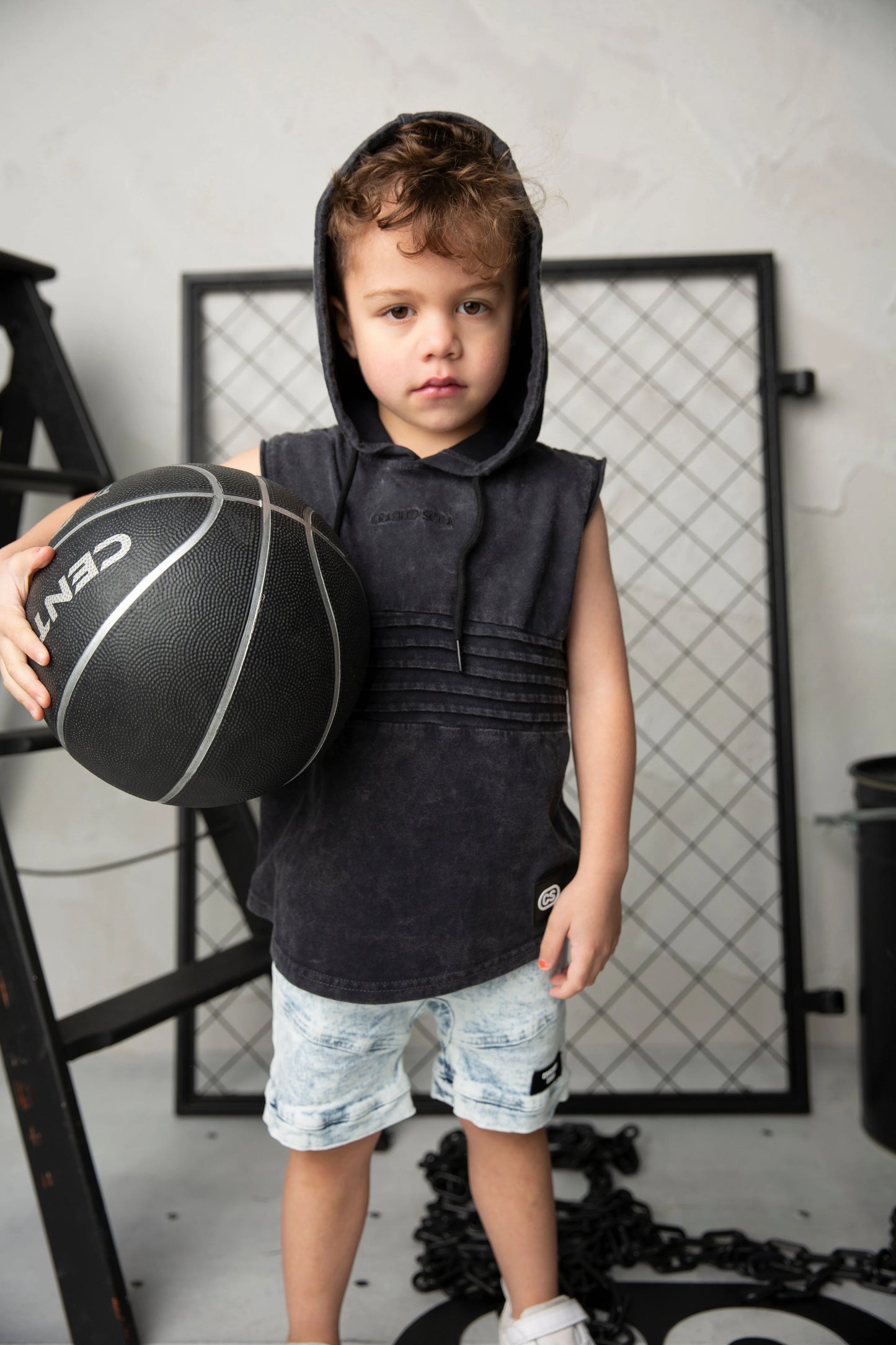Cracked Soda Mateo Hooded Tank Washed Ash