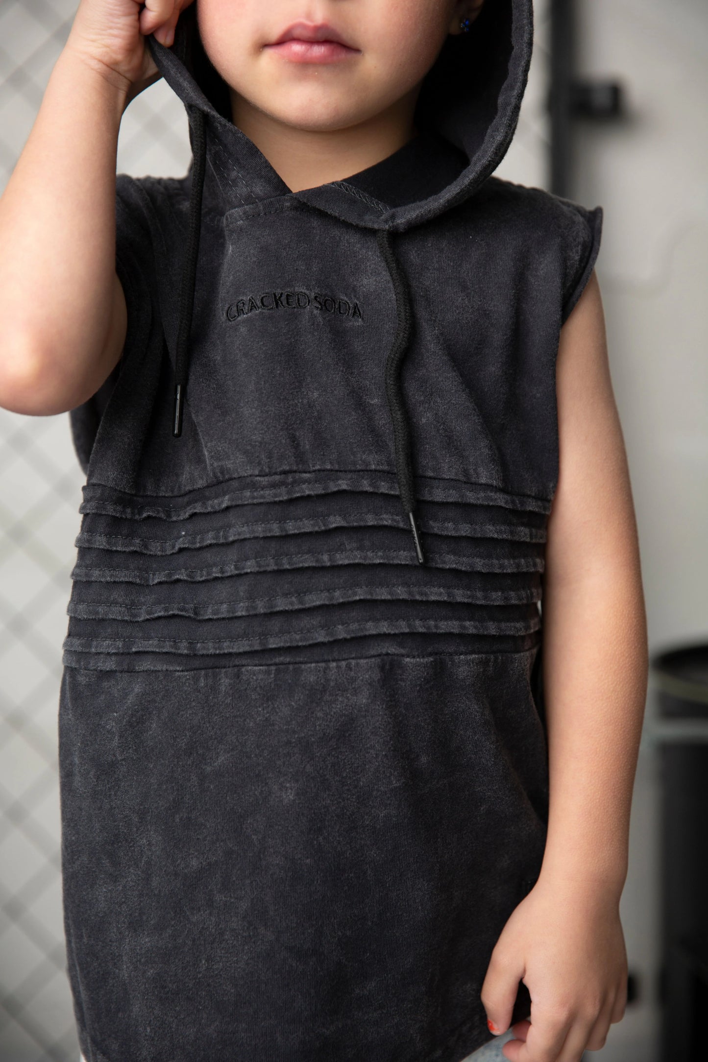 Cracked Soda Mateo Hooded Tank Washed Ash