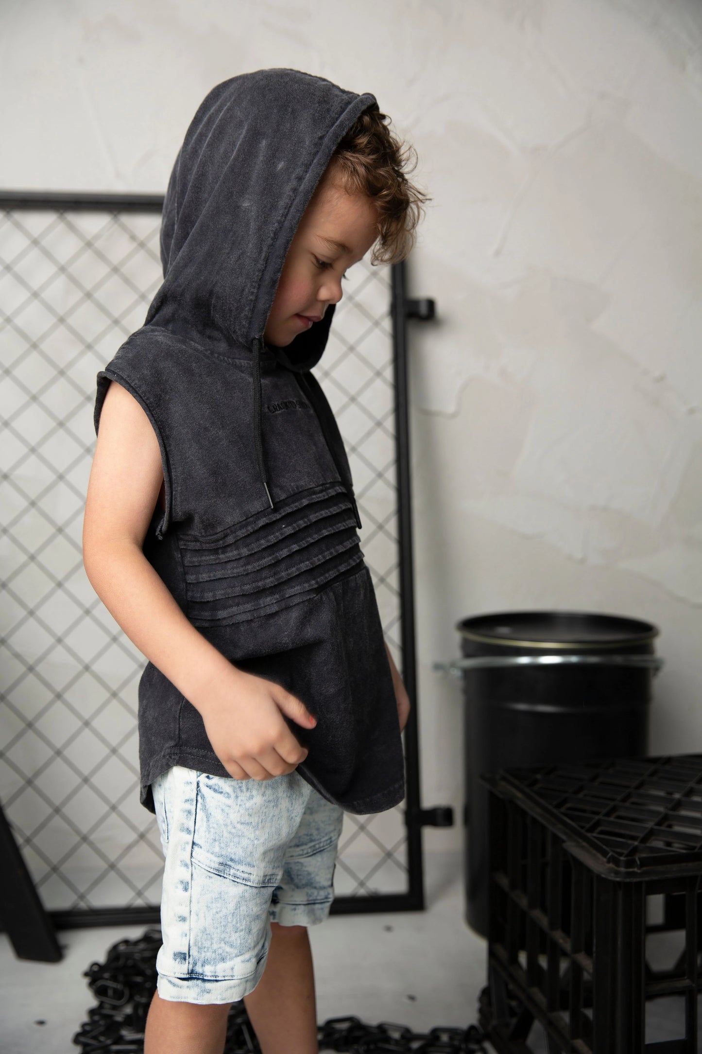 Cracked Soda Mateo Hooded Tank Washed Ash