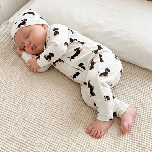 Smitten Bub Co Dachshund Full Zip Unisex Romper
