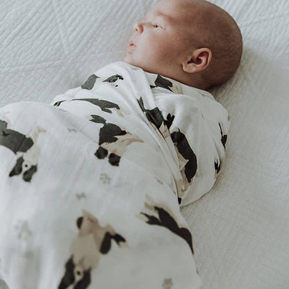 Smitten Bub Co Border Collie Bamboo Cotton Muslin Swaddle