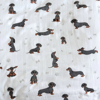 Smitten Bub Co Dachshund Bamboo Cotton Muslin Swaddle