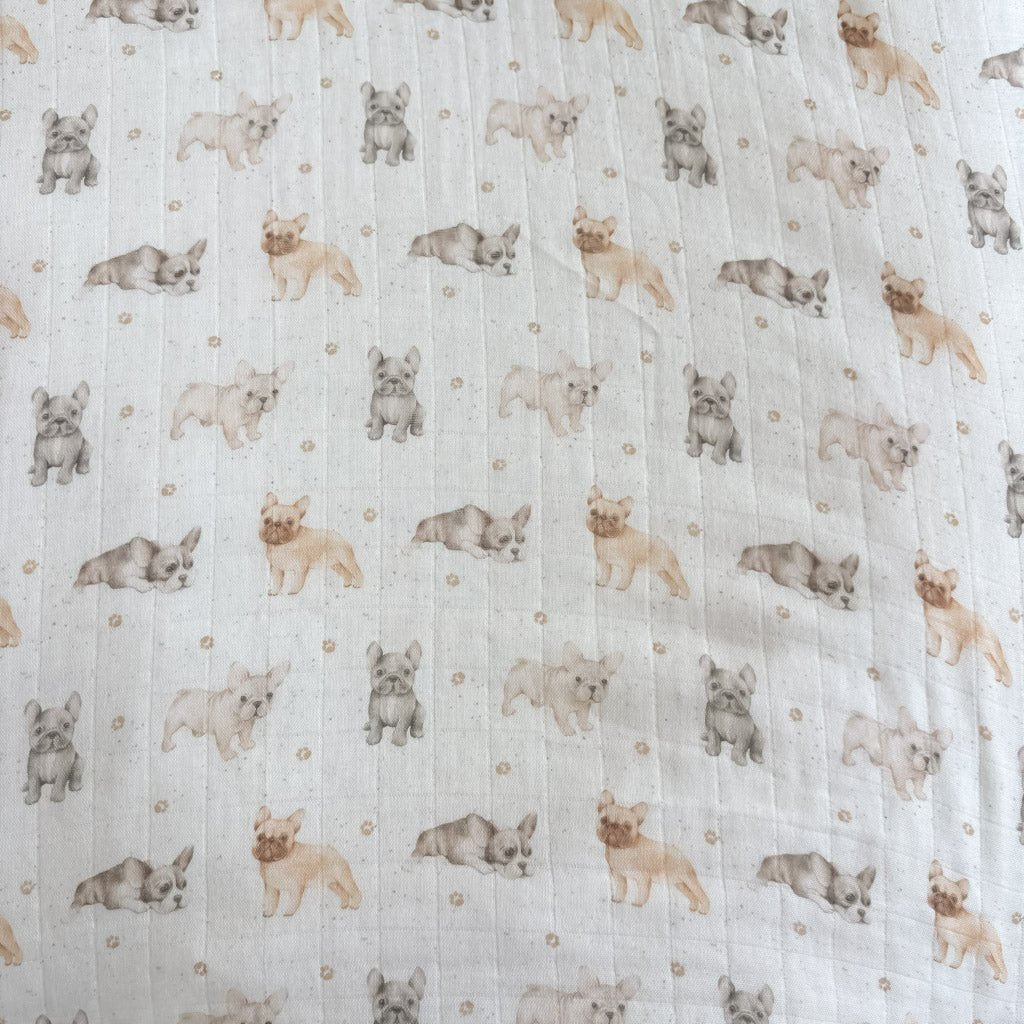 Smitten Bub Co French Bulldog Bamboo Cotton Muslin Swaddle