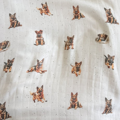 Smitten Bub Co German Shepherd Bamboo Cotton Muslin Swaddle