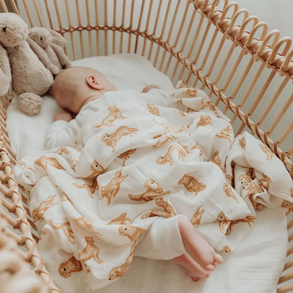 Smitten Bub Co Golden Retriever Bamboo Cotton Muslin Swaddle