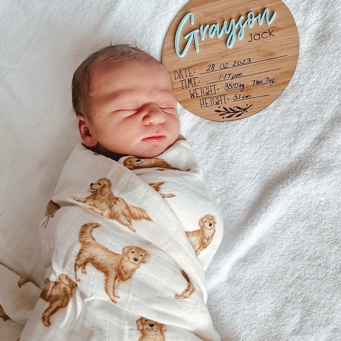 Smitten Bub Co Golden Retriever Bamboo Cotton Muslin Swaddle