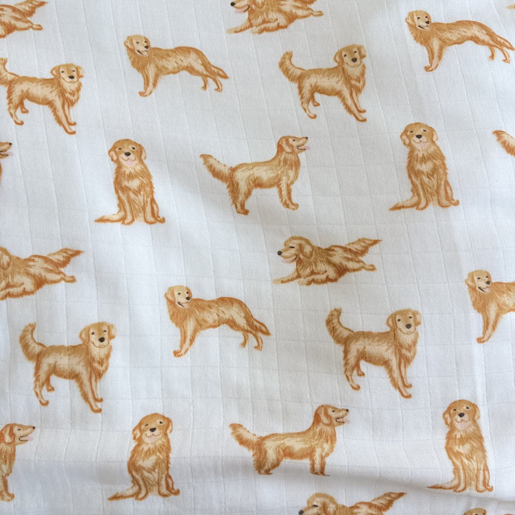 Smitten Bub Co Golden Retriever Bamboo Cotton Muslin Swaddle