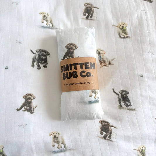 Smitten Bub Co Labrador Bamboo Cotton Muslin Swaddle