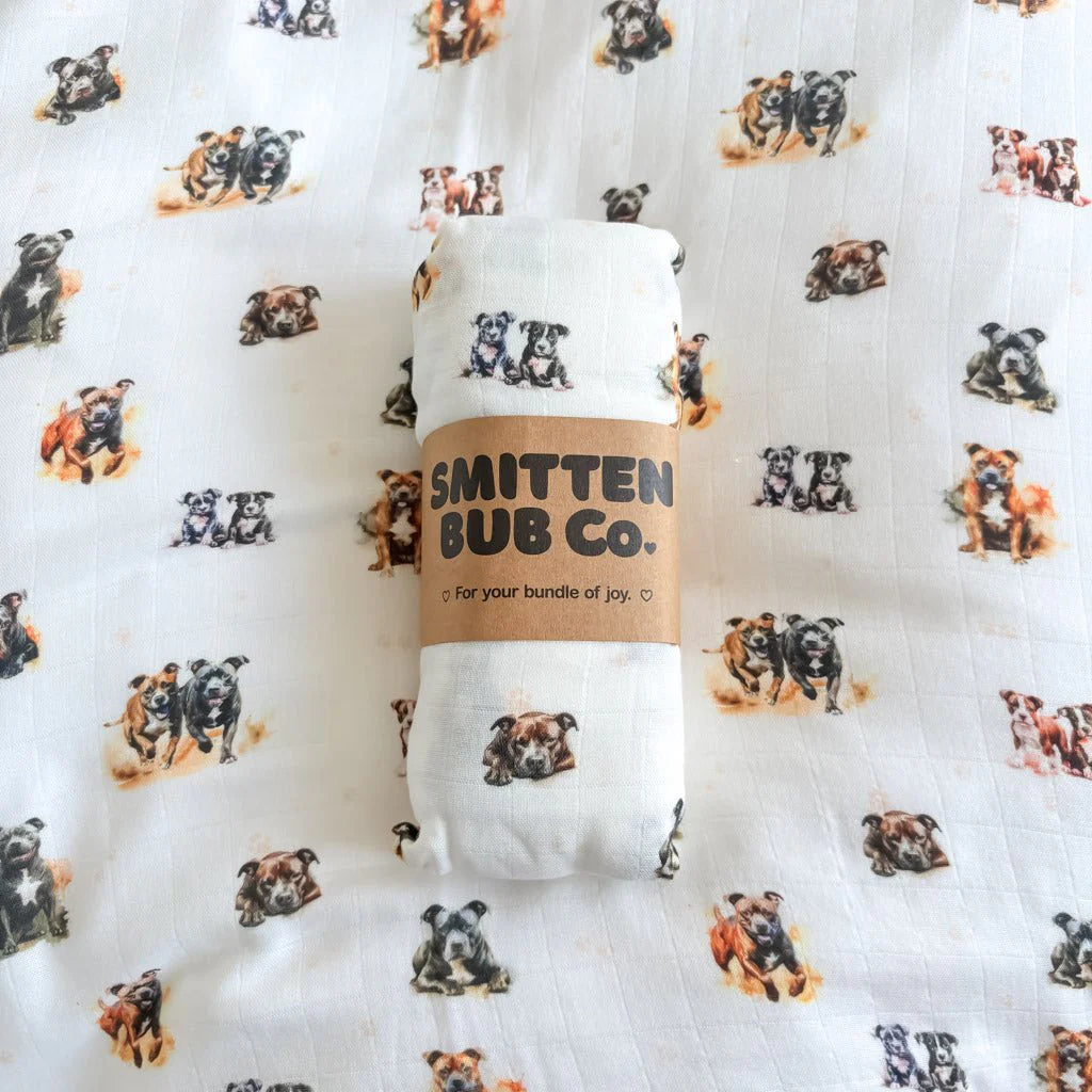 Smitten Bub Co Staffy Bamboo Cotton Muslin Swaddle
