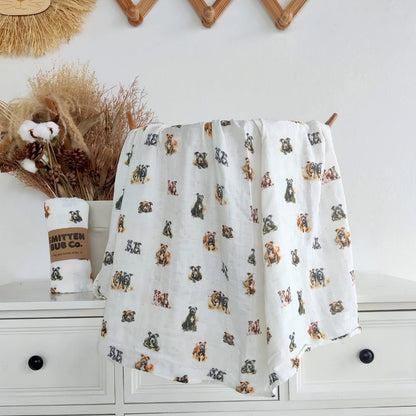 Smitten Bub Co Staffy Bamboo Cotton Muslin Swaddle