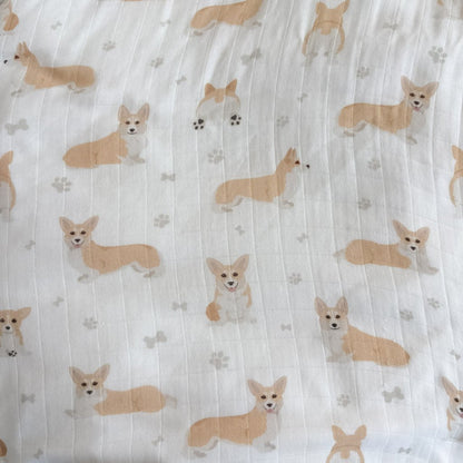 Smitten Bub Co Corgi Bamboo Cotton Muslin Swaddle