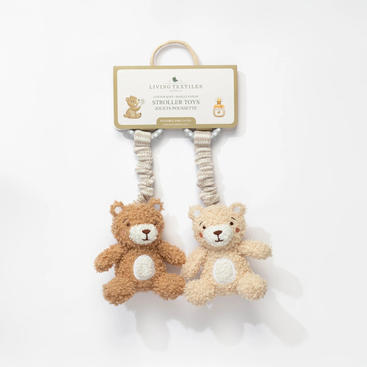 Living Textiles 2pk Stroller Toys Cuddly Bears