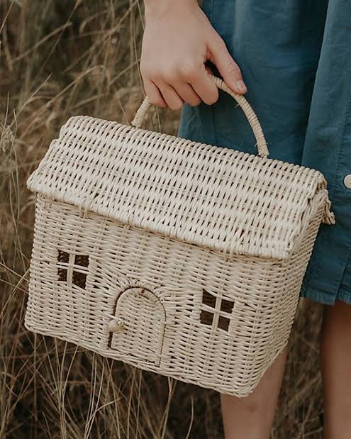 Olli Ella Rattan Casa Clutch Straw