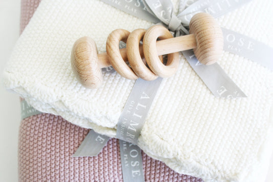 Alimrose Mini Moss Stitch Baby Blanket Ivory