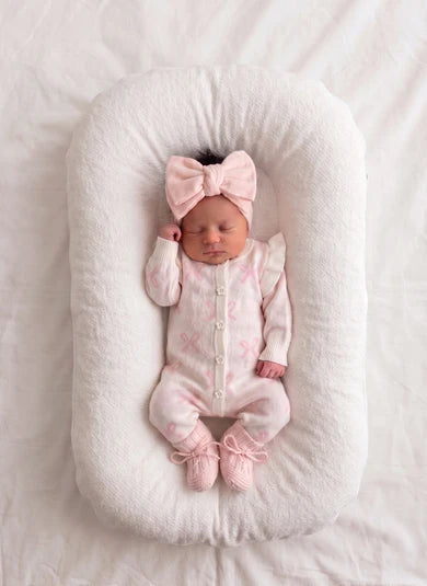 Petite + Co Long Flutter Bow Romper Milk