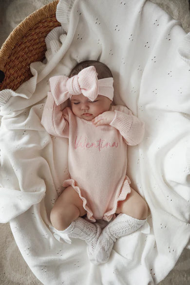 Petite + Co Frill Pointelle Blanket Baby Milk