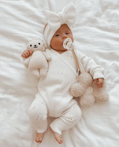 Petite + Co Pointelle Long Romper Milk