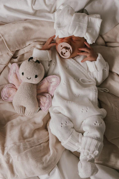 Petite + Co Pointelle Long Romper Milk